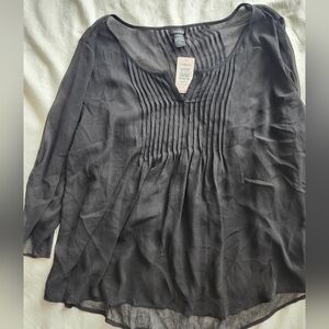 Torrid Black Chiffon Pintuck Blouse Nwt 1